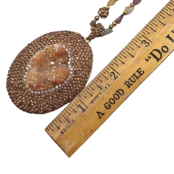 Handmade Druzy Gemstone Necklace – Sparkling Crystal Pendant, Boho Jewelry Gift - Picture 6 of 15